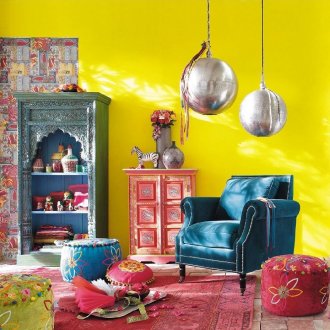 Vibrant colors are a hallmark of the Indian interior.