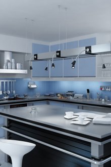 Кухня в сини тонове.
