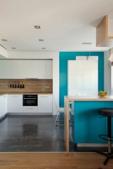 Цветът на морската вълна в интериора на кухнята