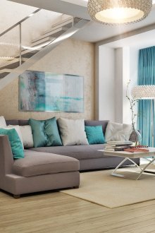 Стилно стълбище от метал и стъкло в апартамент на две нива