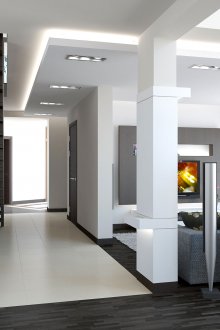 Модерен кафяв и бял дуплекс дизайн на апартаменти